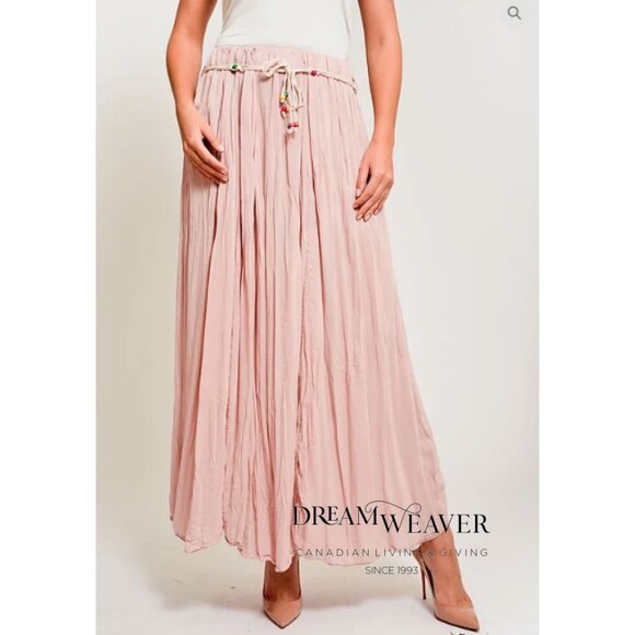 Blush Crinkle Silky Full Length Skirt - Picture 1 of 2